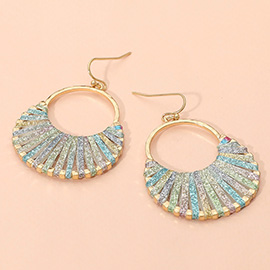 Faux Leather Wrapped Crescent Dangle Earrings