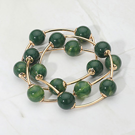 3PCS - Round Ball Wire Beaded Stretch Multi Layered Bracelets