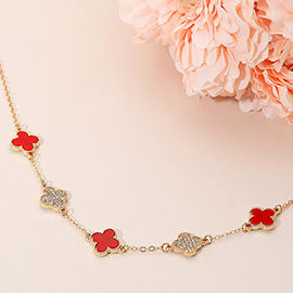 Gold Dipped Quatrefoil Link Necklace