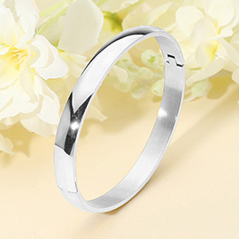 Stainless Steel Classic Polished Hinged Bangle Bracelet