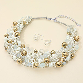 Faceted Beaded Collar Statement Necklace