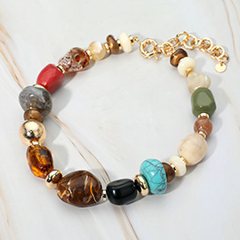 Chunky Resin Pebble Beaded Statement Necklace