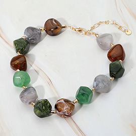 Chunky Resin Pebble Beaded Statement Necklace