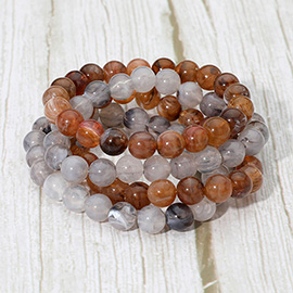 4PCS - Marbled Beaded Stretch Multi Layered Bracelets