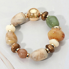 Chunky Mixed Pebble Beaded Stretch Bracelet
