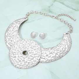 Hammered Metal Statement Collar Necklace