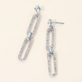 Rhinestone Paved Chain Link Drop Earrings