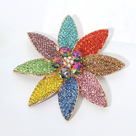 Stone Embellished Flower Pin Brooch