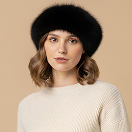 Plush Faux Fur Round Winter Beret Hat