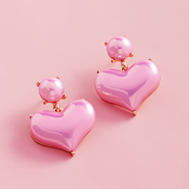 Pearl Finish Heart Drop Earrings