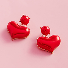 Pearl Finish Heart Drop Earrings