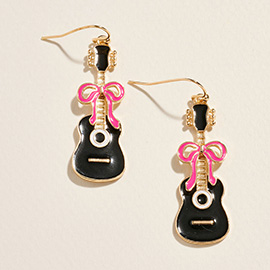 Enamel Guitar Bow Dangle Earrings