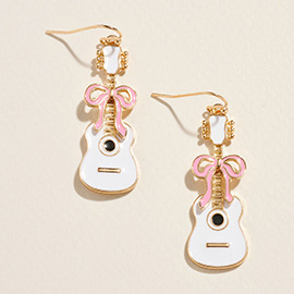 Enamel Guitar Bow Dangle Earrings