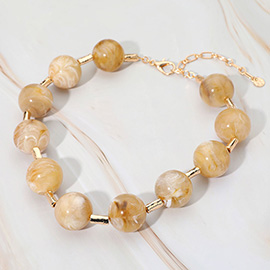 Round Marble Ball Wire Beaded Statement Necklace