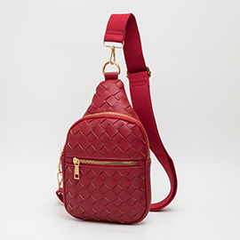 Faux Braided Leather Sling Bag