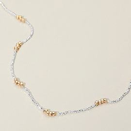 Delicate Two Tone Beaded Long Necklace