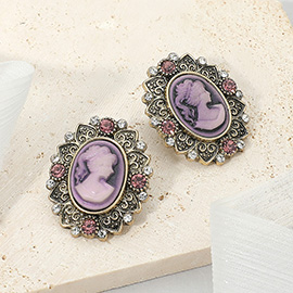 Vintage Cameo Oval Earrings