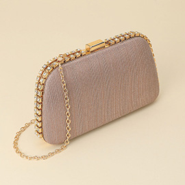 Rhinestone Trim Around Sparkle Crossbody Evening Clutch Bag
