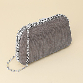 Rhinestone Trim Around Sparkle Crossbody Evening Clutch Bag