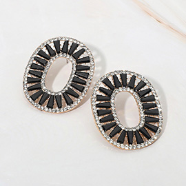 Bold Geometric Radiant Oval Crystal Evening Earrings