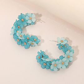 Matte Petal Floral Hoop Earrings