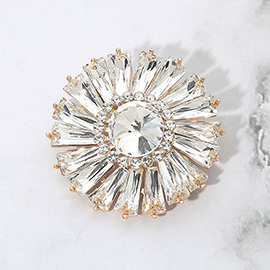 Radiant Gemstone Flower Pin Brooch