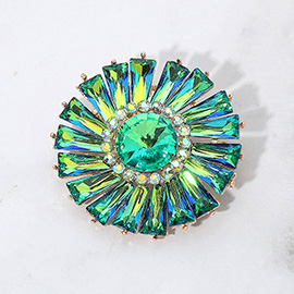 Radiant Gemstone Flower Pin Brooch