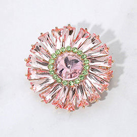 Radiant Gemstone Flower Pin Brooch