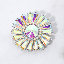 Radiant Gemstone Flower Pin Brooch