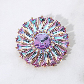 Radiant Gemstone Flower Pin Brooch