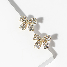 Crystal Rhinestone Bow Stud Earrings