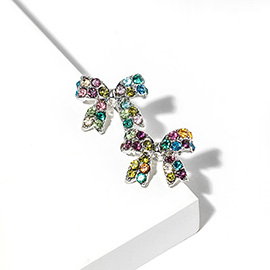 Crystal Rhinestone Bow Stud Earrings