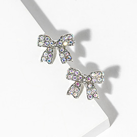 Crystal Rhinestone Bow Stud Earrings