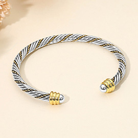 SECRET BOX_Stainless Steel Two Tone Twisted Cable Cuff Bracelet