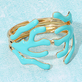 Bold Enamel Coral Hinged Bangle Bracelet