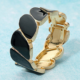 Enamel Marquise Link Hinged Bangle Bracelet