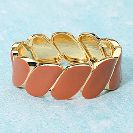 Enamel Marquise Link Hinged Bangle Bracelet