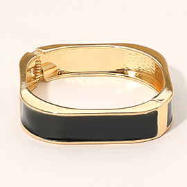 Enamel Inlay Rectangular Hinged Bangle Bracelet
