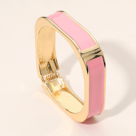 Enamel Inlay Rectangular Hinged Bangle Bracelet