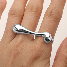 SECRET BOX_Stainless Steel Sculptural Abstract Drop Accent Ring