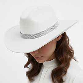 Rhinestone Studded Band Western Cowboy Fedora Hat