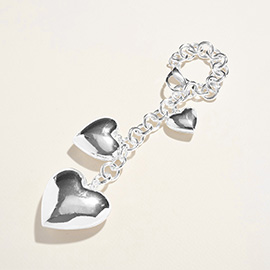 Chunky Metal Puffy Heart Charm Keychain Bag Charm