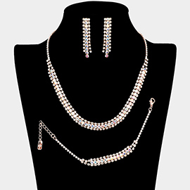 3PCS - Rhinestone Necklace Jewelry Set