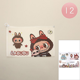 12PCS - Monster Bunny Character Printed Zip Stationery Travel Pouch