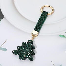 Bling Studded Christmas Tree Keychain Bag Charm