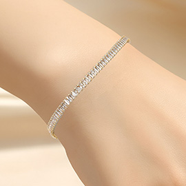 18K Gold Dipped ELegant Baguette Tennis Chain Bracelet