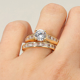2PCS - CZ Stone Embellished Ring Set