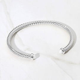 Stone Tip Twisted Cable Cuff Bracelet
