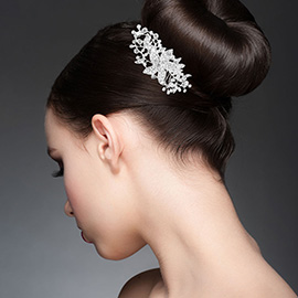 Rhinestone Paved Flower Center Branch Hair Comb