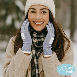 Square Smile Face Patch Contrast Trim Smart Touch Gloves